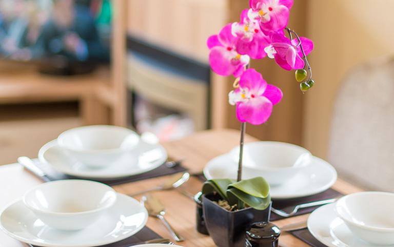 Dining Table with cutlery & Flower