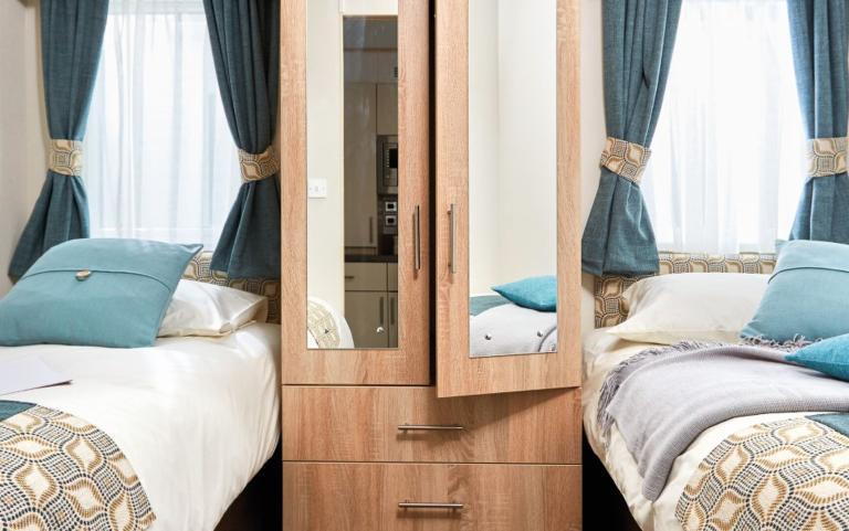 Twin Bedroom Area of a Caravan Holiday Home