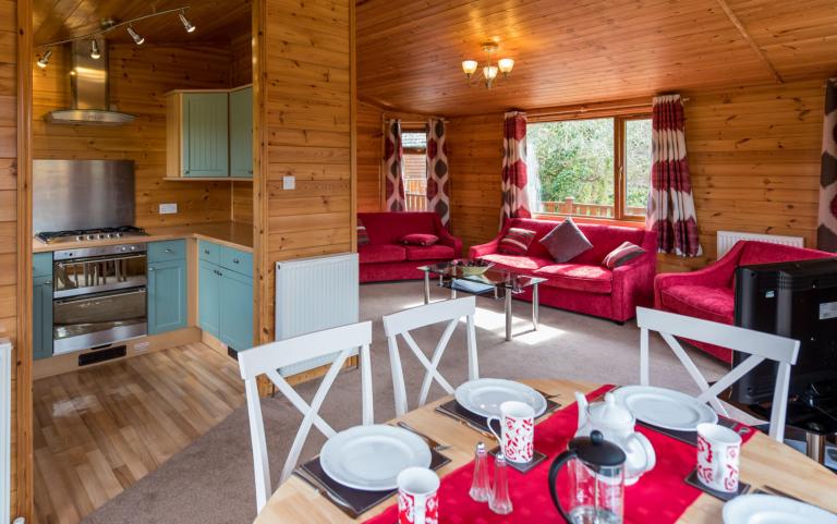 Lounge, Kitchen & Dining Area in a Lodge