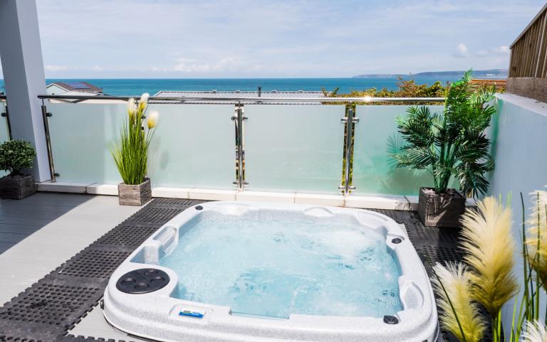 A Hot Tub on an Outdoor Area of an Apartment on a Holiday Park 