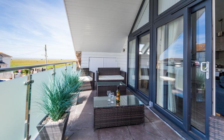 the balcony at the Beachcomber apartment 